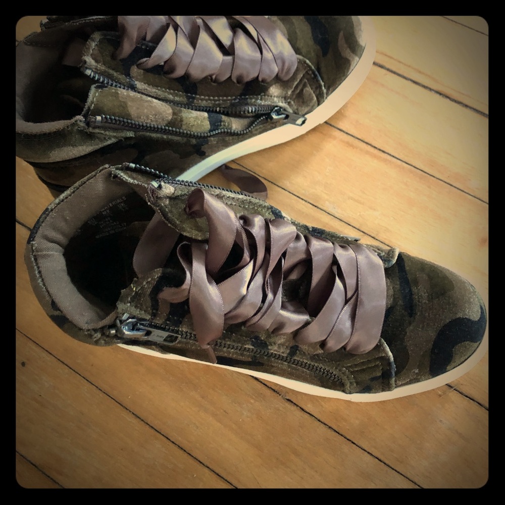 Velvet camo high tops